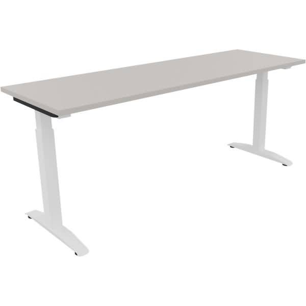 Schreibtisch Kufe Quadrat B1800xT600xH650-850 weiß/Lichtgrau