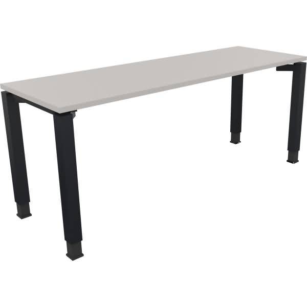 Schreibtisch Vierfuß Quadratrohr B1800xT600xH680-820 anthrazit/Lichtgrau