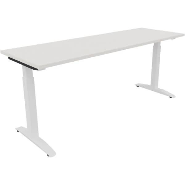 Schreibtisch Kufe Quadrat B1800xT600xH650-850 weiß/Weiß