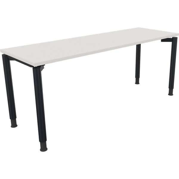 Schreibtisch Vierfuß Rundrohr B1800xT600xH680-820 anthrazit/Weiß
