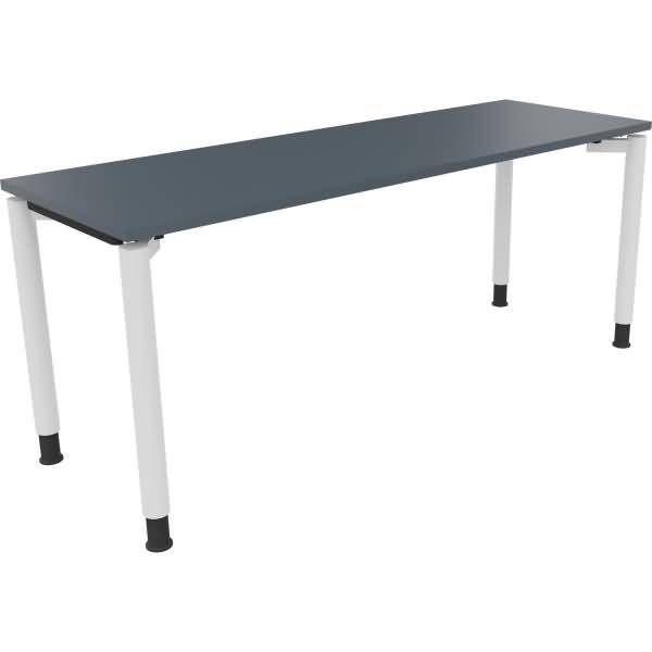 Schreibtisch Vierfuß Rundrohr B1800xT600xH680-820 weiß/Lavagrau