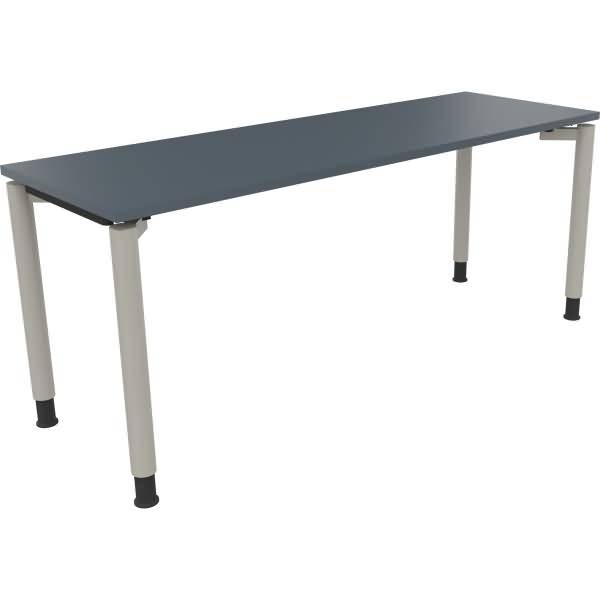 Schreibtisch Vierfuß Rundrohr B1800xT600xH680-820 silber/Lavagrau