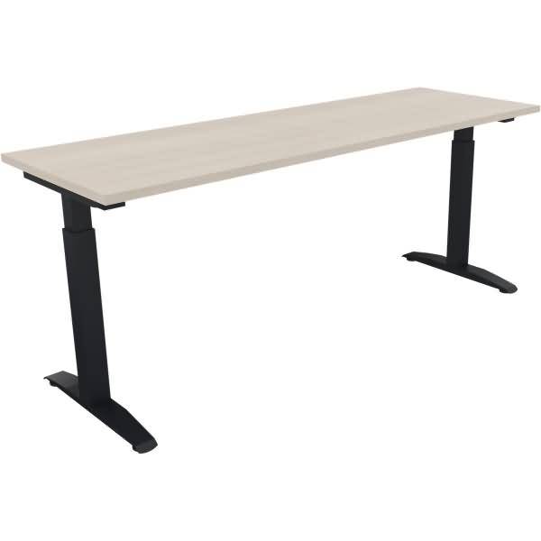 Schreibtisch Kufe Quadrat B1800xT600xH650-850 anthrazit/Akazie hell