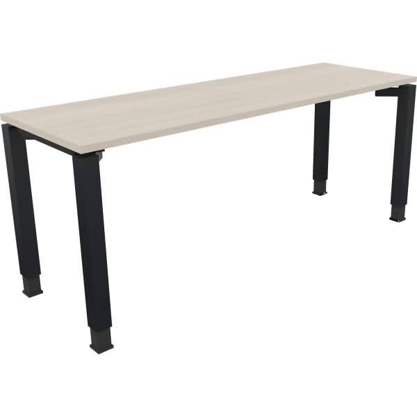Schreibtisch Vierfuß Quadratrohr B1800xT600xH680-820 anthrazit/Akazie hell