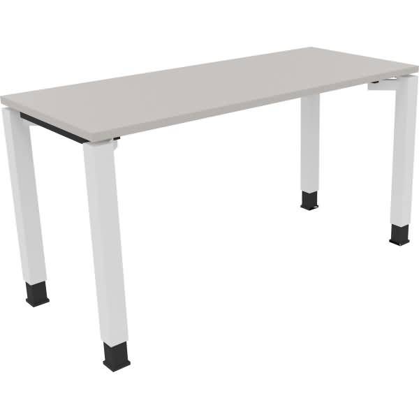 Schreibtisch Vierfuß Quadratrohr B1400xT600xH680-820 weiß/Lichtgrau
