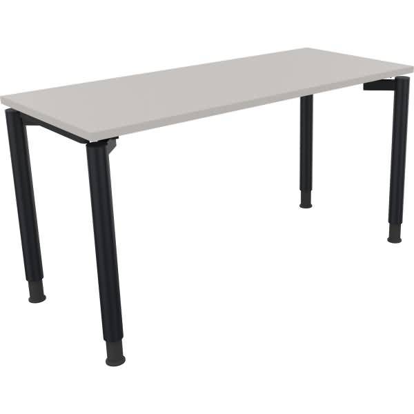 Schreibtisch Vierfuß Rundrohr B1400xT600xH680-820 anthrazit/Lichtgrau