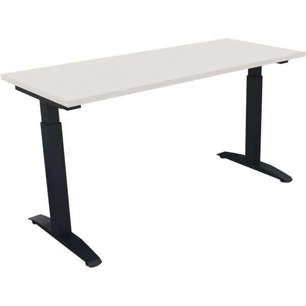 Schreibtisch Kufe Quadrat B1400xT600xH650-850 anthrazit/Weiß