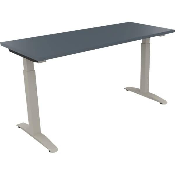 Schreibtisch Kufe Quadrat B1400xT600xH650-850 silber/Lavagrau