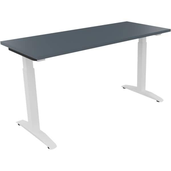 Schreibtisch Kufe Quadrat B1400xT600xH650-850 weiß/Lavagrau