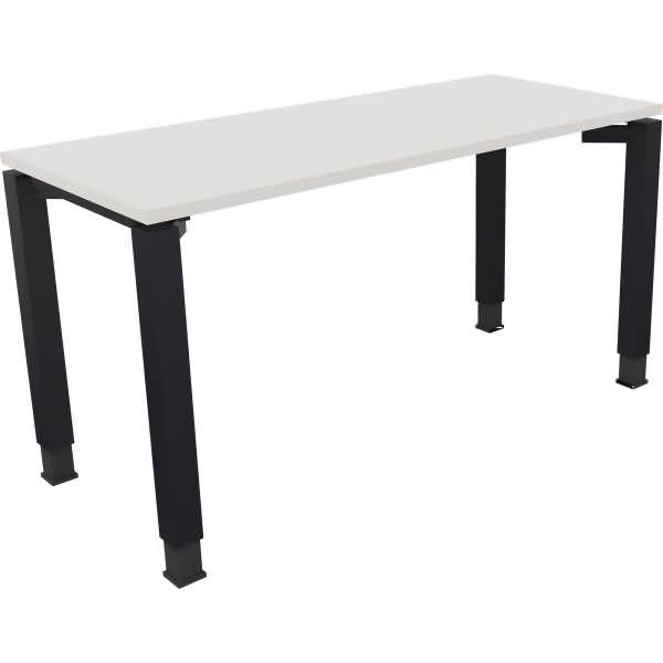 Schreibtisch Vierfuß Quadratrohr B1400xT600xH680-820 anthrazit/Weiß