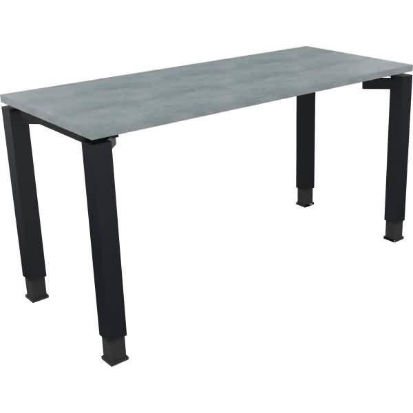 Schreibtisch Vierfuß Quadratrohr B1400xT600xH680-820 anthrazit/Beton hell