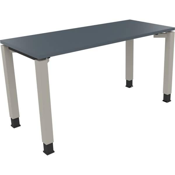 Schreibtisch Vierfuß Quadratrohr B1400xT600xH680-820 silber/Lavagrau