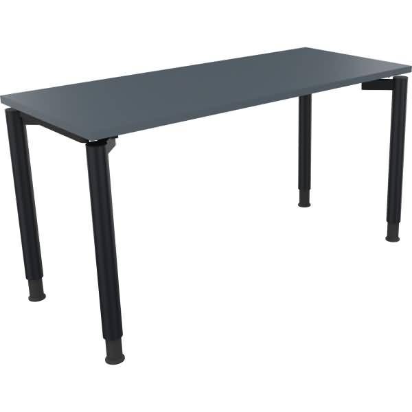 Schreibtisch Vierfuß Rundrohr B1400xT600xH680-820 anthrazit/Lavagrau
