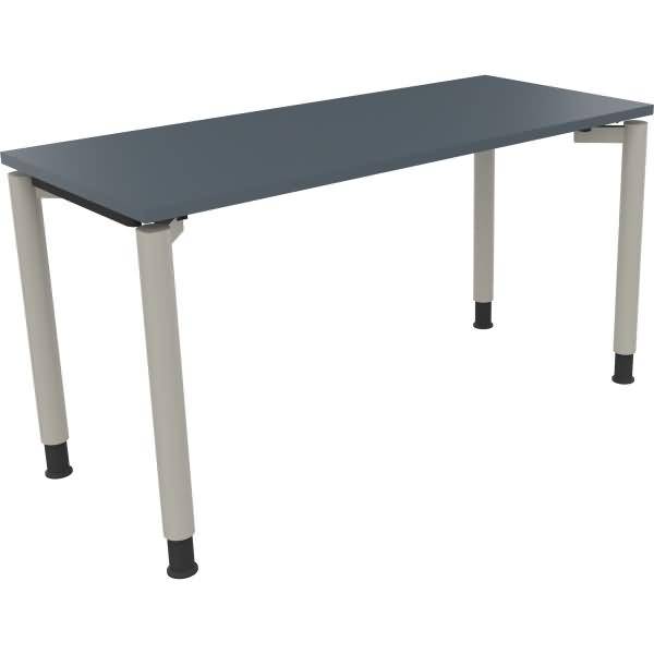 Schreibtisch Vierfuß Rundrohr B1400xT600xH680-820 silber/Lavagrau
