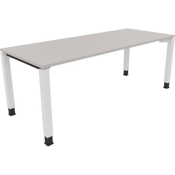 Schreibtisch Vierfuß Quadratrohr B2000xT800xH680-820 weiß/Lichtgrau