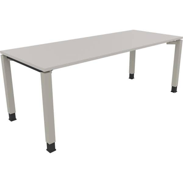 Schreibtisch Vierfuß Quadratrohr B2000xT800xH680-820 silber/Lichtgrau