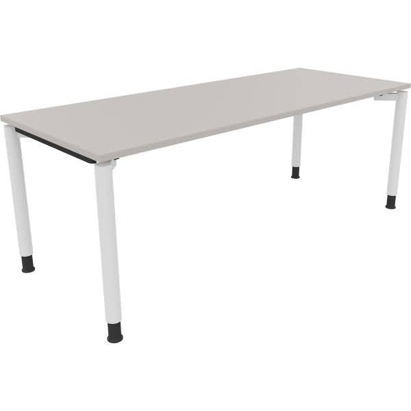 Schreibtisch Vierfuß Rundrohr B2000xT800xH680-820 weiß/Lichtgrau