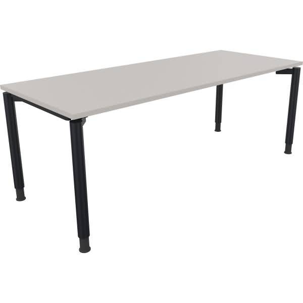 Schreibtisch Vierfuß Rundrohr B2000xT800xH680-820 anthrazit/Lichtgrau