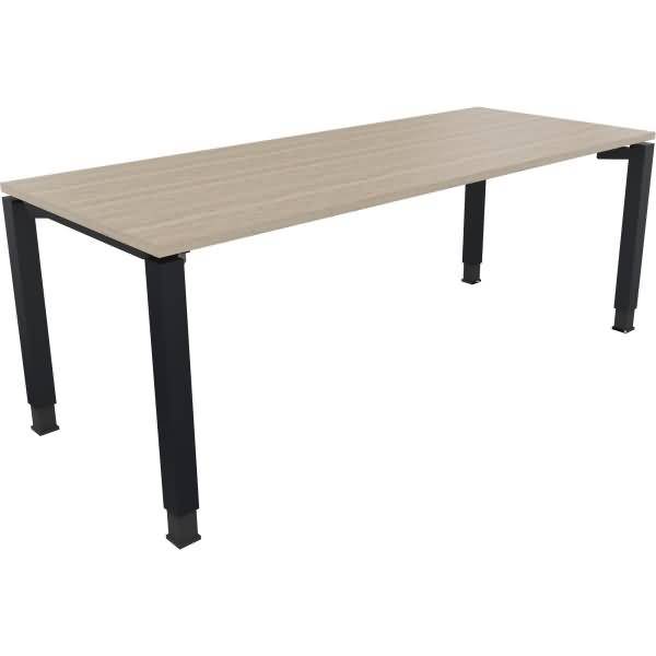 Schreibtisch Vierfuß Quadratrohr B2000xT800xH680-820 anthrazit/Eiche Natur