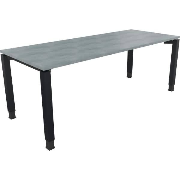 Schreibtisch Vierfuß Quadratrohr B2000xT800xH680-820 anthrazit/Beton hell