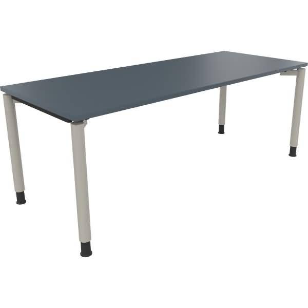 Schreibtisch Vierfuß Rundrohr B2000xT800xH680-820 silber/Lavagrau