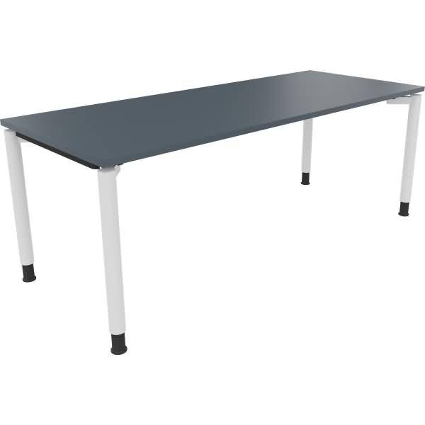 Schreibtisch Vierfuß Rundrohr B2000xT800xH680-820 weiß/Lavagrau