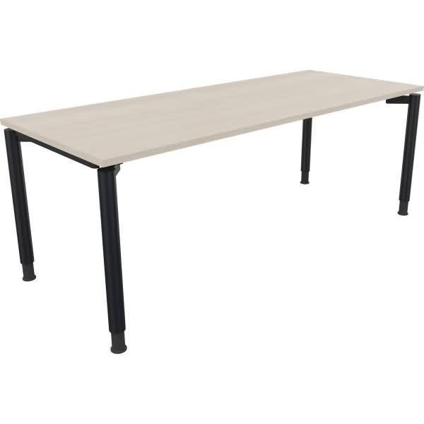 Schreibtisch Vierfuß Rundrohr B2000xT800xH680-820 anthrazit/Akazie hell