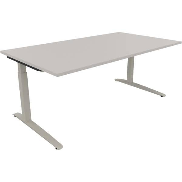 Schreibtisch Kufe Quadrat B1600xT700xH650-850 silber/Lichtgrau