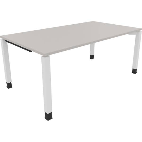 Schreibtisch Vierfuß Quadratrohr B1800xT1000xH680-820 weiß/Lichtgrau