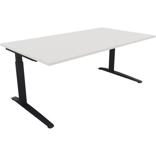Schreibtisch Kufe Quadrat B1800xT1000xH650-850 anthrazit/Weiß