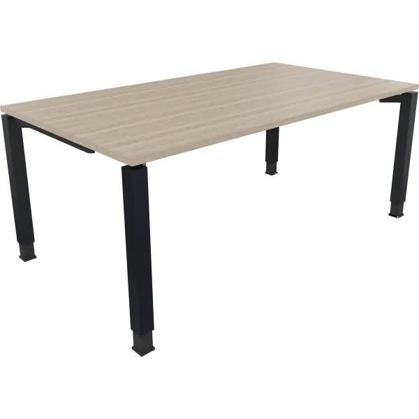 Schreibtisch Vierfuß Quadratrohr B1800xT1000xH680-820 anthrazit/Eiche Natur