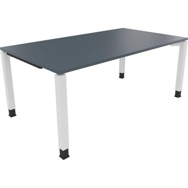 Schreibtisch Vierfuß Quadratrohr B1800xT1000xH680-820 weiß/Lavagrau