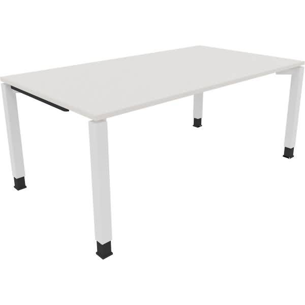 Schreibtisch Vierfuß Quadratrohr B1800xT1000xH680-820 weiß/Weiß