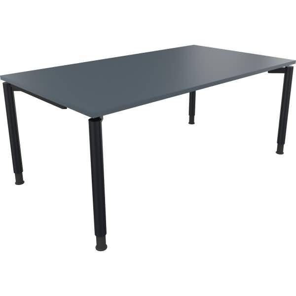 Schreibtisch Vierfuß Rundrohr B1800xT1000xH680-820 anthrazit/Lavagrau