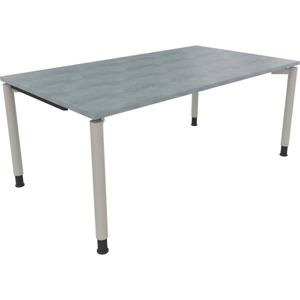Schreibtisch Vierfuß Rundrohr B1800xT1000xH680-820 silber/Beton hell