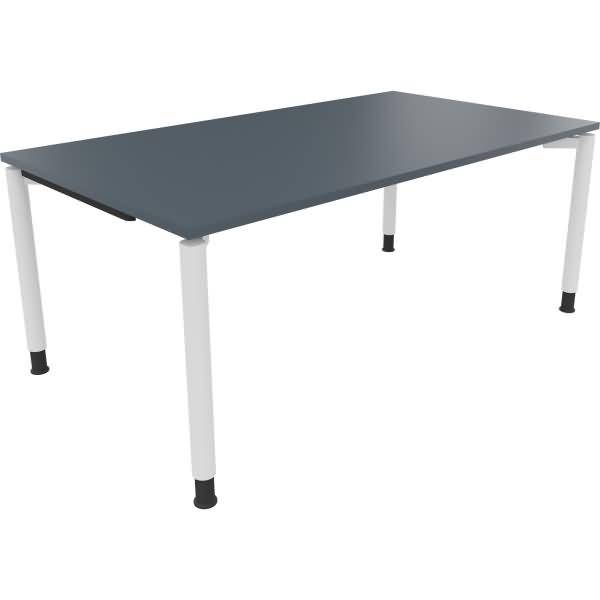 Schreibtisch Vierfuß Rundrohr B1800xT1000xH680-820 weiß/Lavagrau