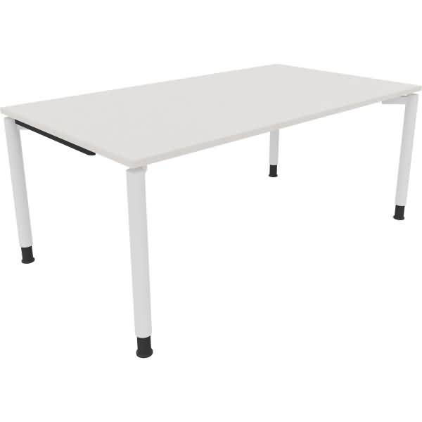 Schreibtisch Vierfuß Rundrohr B1800xT1000xH680-820 weiß/Weiß