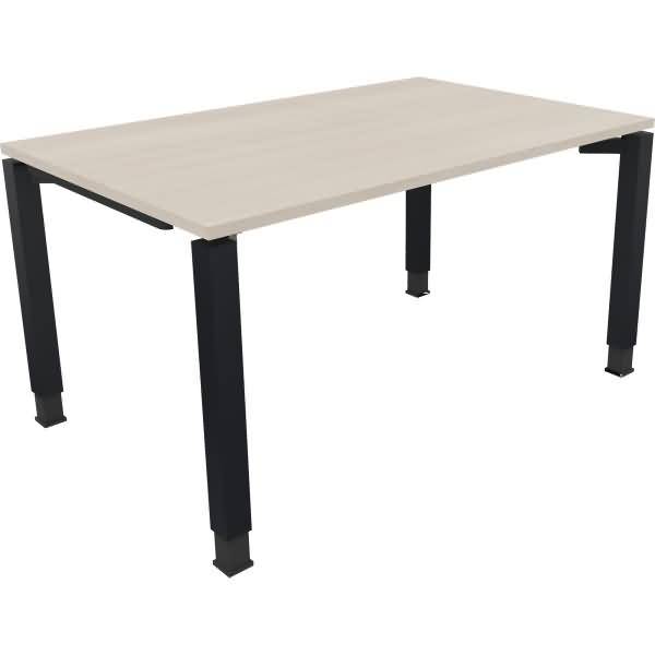 Schreibtisch Vierfuß Quadratrohr B1400xT900xH680-820 anthrazit/Akazie hell