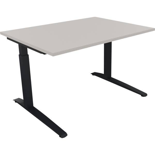 Schreibtisch Kufe Quadrat B1200xT900xH650-850 anthrazit/Lichtgrau