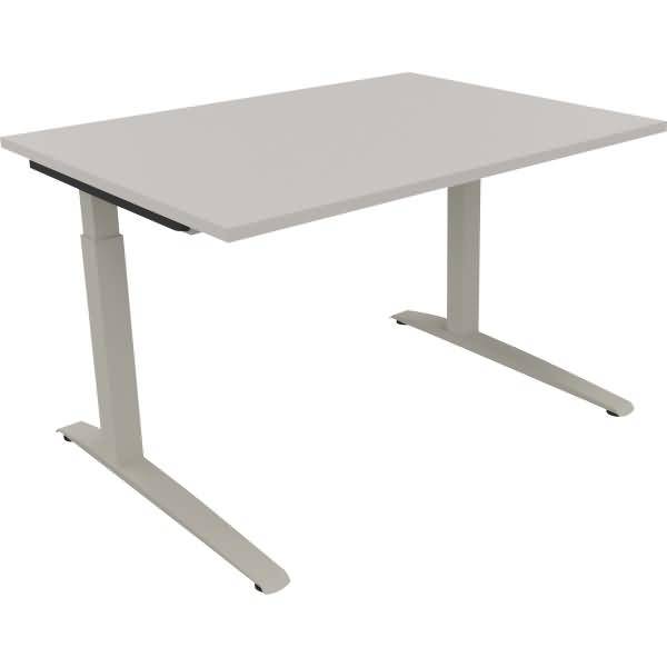 Schreibtisch Kufe Quadrat B1200xT900xH650-850 silber/Lichtgrau