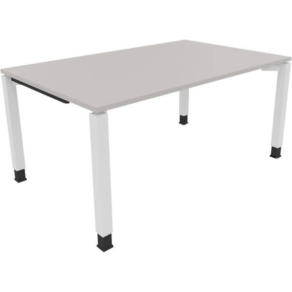 Schreibtisch Vierfuß Quadratrohr B1600xT1000xH680-820 weiß/Lichtgrau