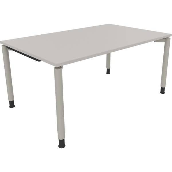 Schreibtisch Vierfuß Rundrohr B1600xT1000xH680-820 silber/Lichtgrau