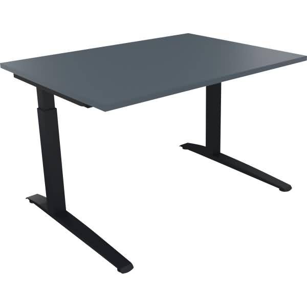 Schreibtisch Kufe Quadrat B1600xT700xH650-850 anthrazit/Lavagrau