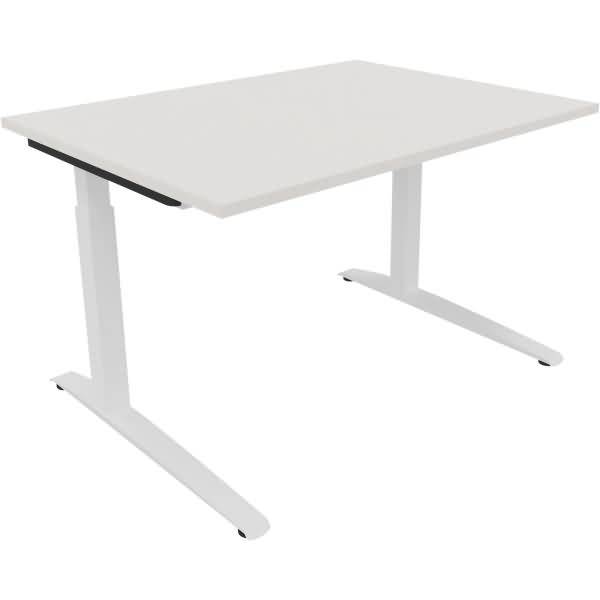 Schreibtisch Kufe Quadrat B1600xT700xH650-850 weiß/Weiß