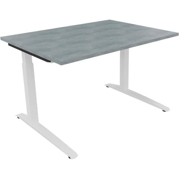 Schreibtisch Kufe Quadrat B1600xT700xH650-850 weiß/Beton hell
