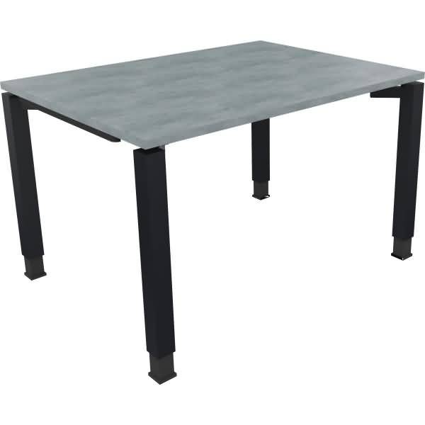 Schreibtisch Vierfuß Quadratrohr B1200xT900xH680-820 anthrazit/Beton hell