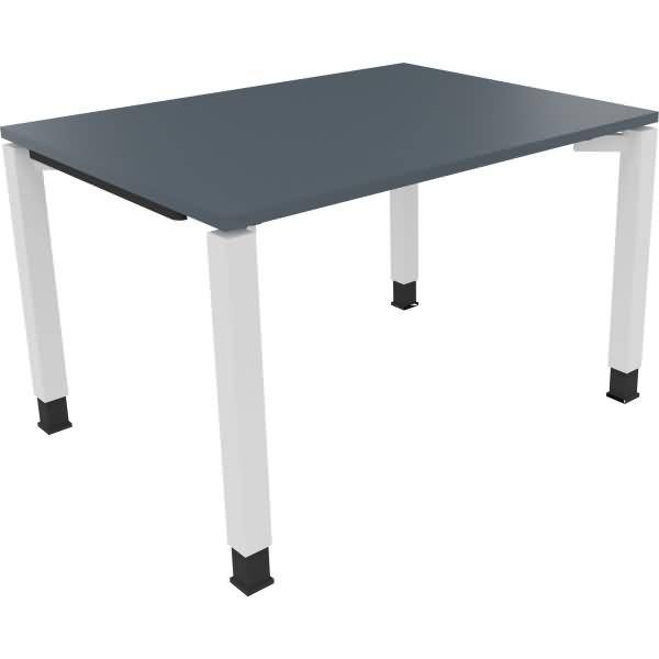 Schreibtisch Vierfuß Quadratrohr B1200xT900xH680-820 weiß/Lavagrau
