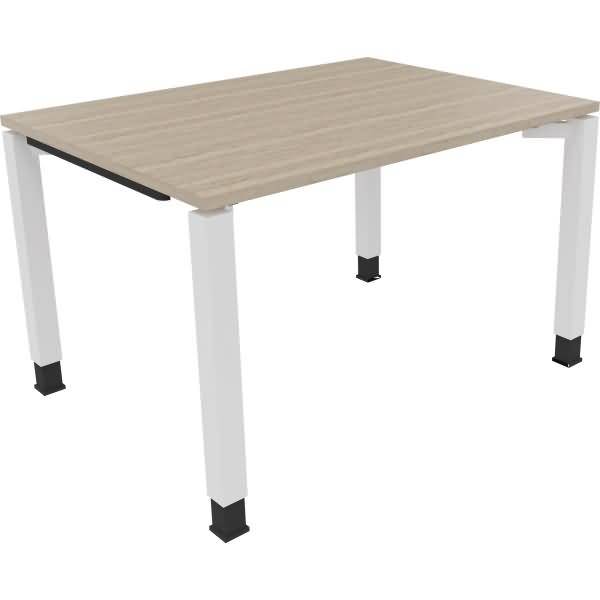 Schreibtisch Vierfuß Quadratrohr B1200xT900xH680-820 weiß/Eiche Natur