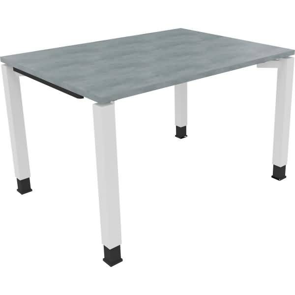 Schreibtisch Vierfuß Quadratrohr B1200xT900xH680-820 weiß/Beton hell
