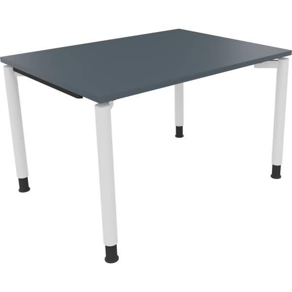 Schreibtisch Vierfuß Rundrohr B1200xT900xH680-820 weiß/Lavagrau